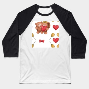 Teddy and Bunny lovely white balloons Baseball T-Shirt